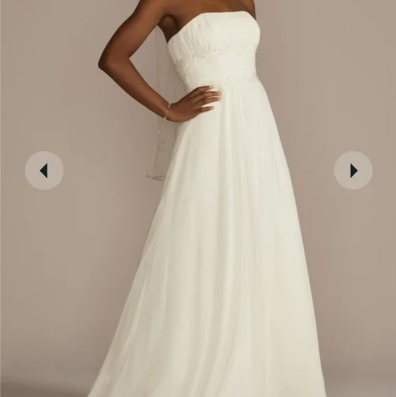 David's Bridal A-Line Chiffon Wedding Dress - Picture 4 of 6